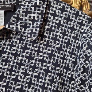 Gorgeous Jones New York Pattern Dress Navy and White